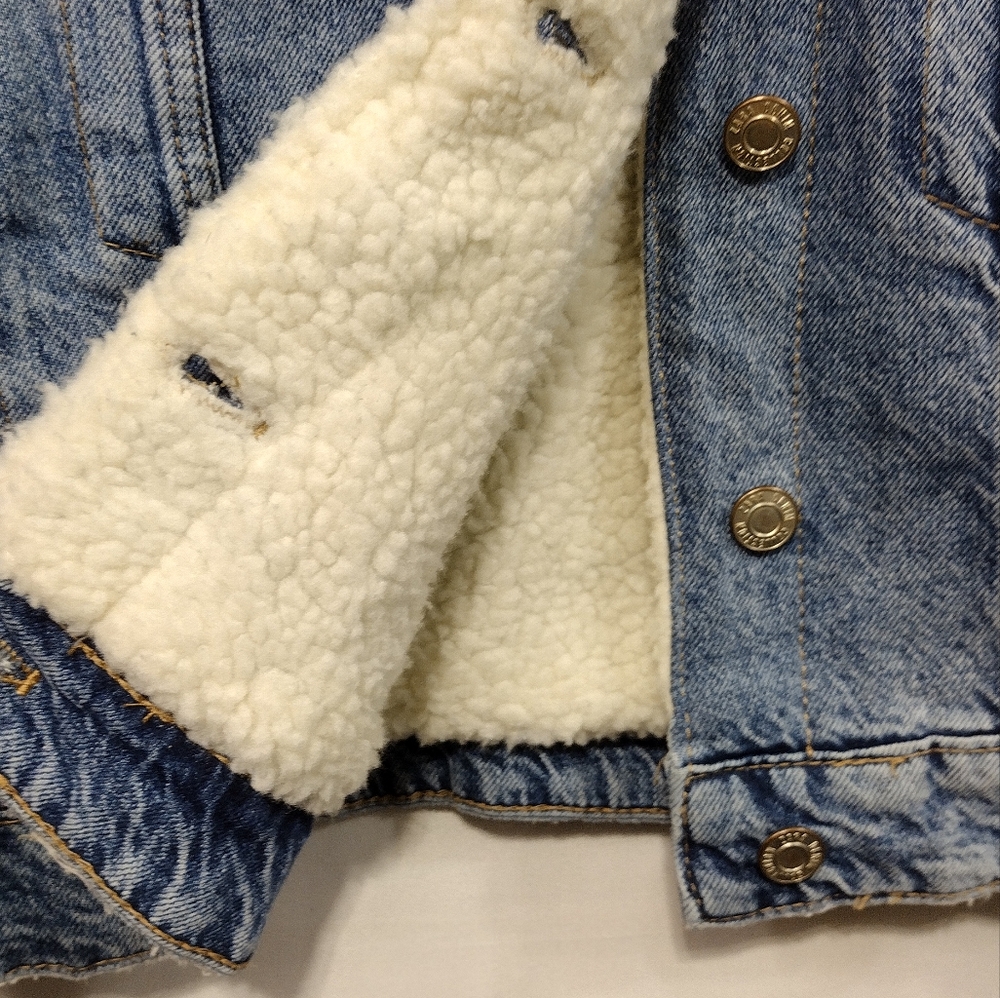 NWOT Zara Kids Fleece Lined Denim Jacket Size  11/12 Blue Boho Retro 90s Y2K - Picture 7 of 9